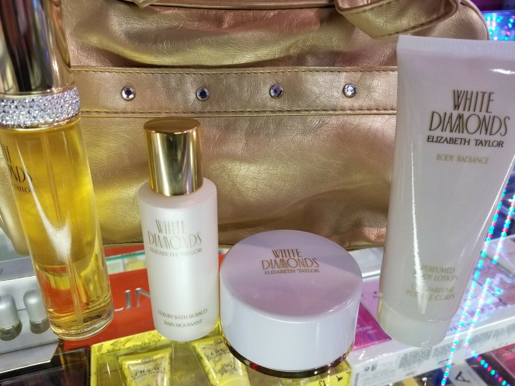 White Diamonds 1.7 oz EDT Spray + 3.4 oz Lotion + Gel + Powder + Hand Bag Purse - Perfume Gallery