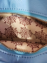Load image into Gallery viewer, Turquoise Leather Carry Lightweight Handbag with Front, Back, and Inside Pockets - Perfume Gallery