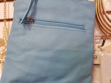 Load image into Gallery viewer, Turquoise Leather Carry Lightweight Handbag with Front, Back, and Inside Pockets - Perfume Gallery
