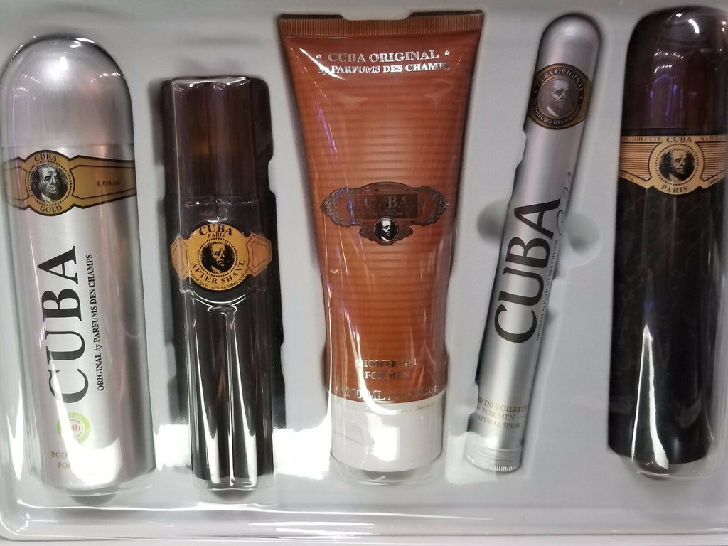 Cuba Gold for Men - MUST HAVE 5 Piece EDT Gift Set for Men w/ Shave, Gel, Spray - Perfume Gallery