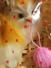 Load image into Gallery viewer, Adorable Realistic Life Like Orange Kitten Cat in Wicker Basket With Yarn Ball - Perfume Gallery