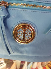 Load image into Gallery viewer, Turquoise Leather Carry Lightweight Handbag with Front, Back, and Inside Pockets - Perfume Gallery