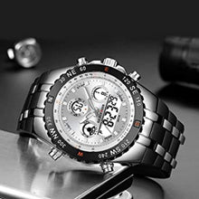 Load image into Gallery viewer, GOLDEN HOUR Huge Heavy Men Watch Japanese Quartz Wrist in Silver White NEW BOX - Perfume Gallery