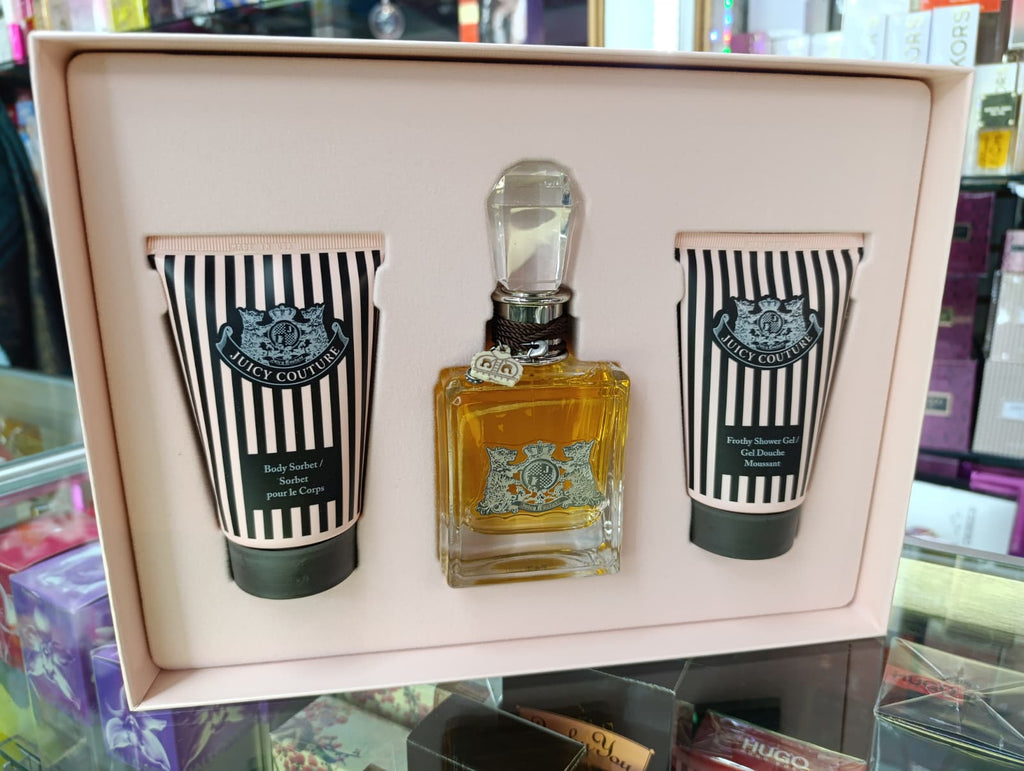 Juicy Couture 3 Piece EDP Gift Set with Spray Body Sorbet Shower Gel *NEW IN BOX