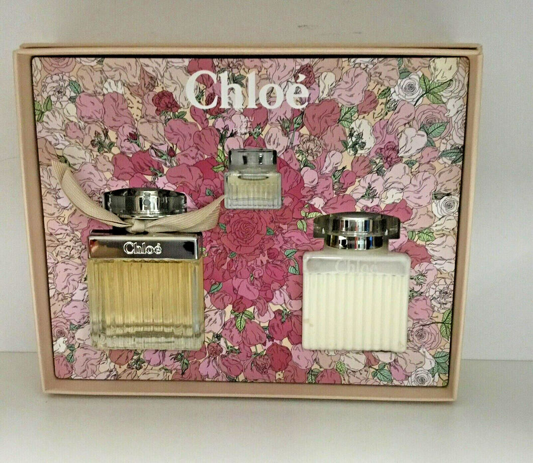 CHLOE By Chloe 3 Pc Perfume Set 2.5oz 75 ml EDP+ 3.4oz Body Lotion + Mini NEW