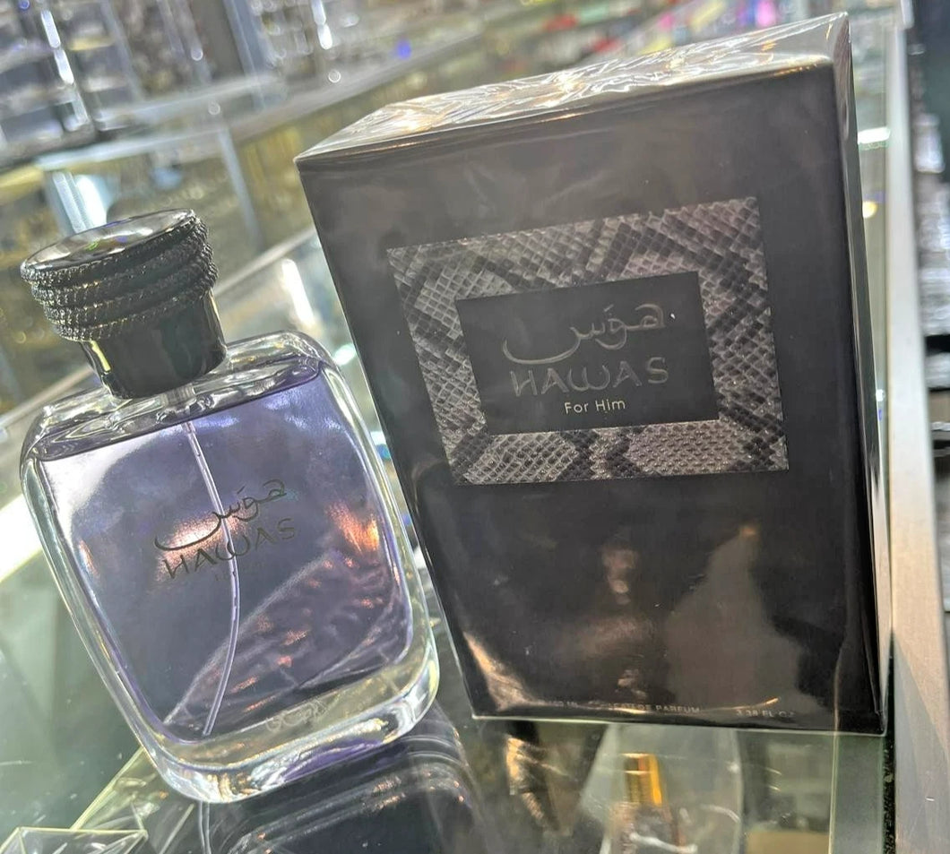 Hawas for Him Eau De Parfum 3.38 oz 100 ml by Rasasi for Men NEW IN SEALED BOX