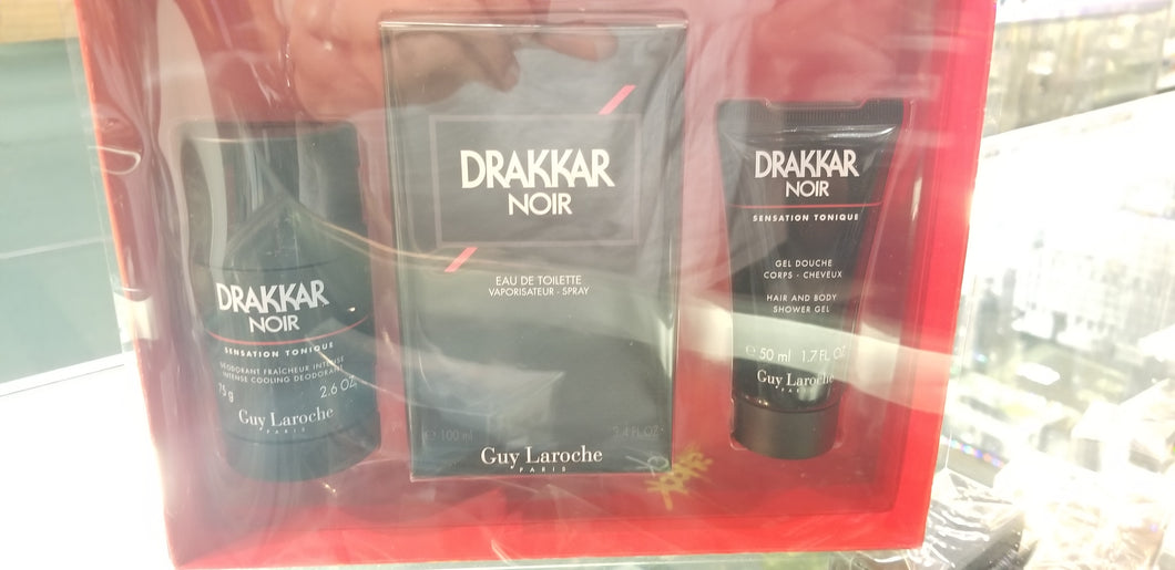 Drakkar Noir 3 Piece EDT Eau de Toilette GIFT SET for Men Him 3.4 1.7 2.6 oz NEW - Perfume Gallery