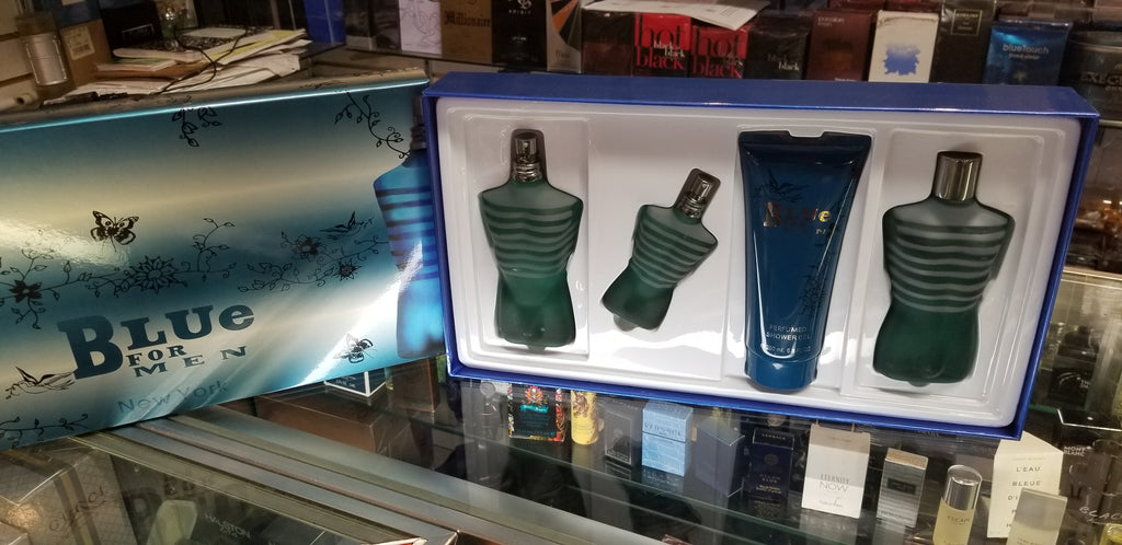 Blue for Men 4 Pc 4.2oz 125ml GIFT SET with Eau de Parfum EDP Spray + Gel + Shave - Perfume Gallery