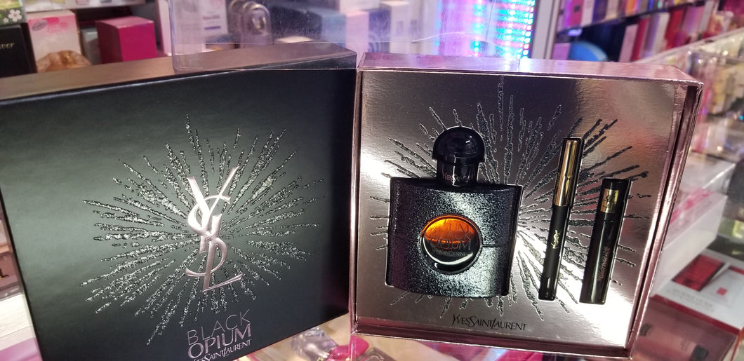 BLACK OPIUM 3 Piece Gift Set Yves Saint Laurent 1.6oz 50ml EDP Parfum + 2ml + .8 - Perfume Gallery