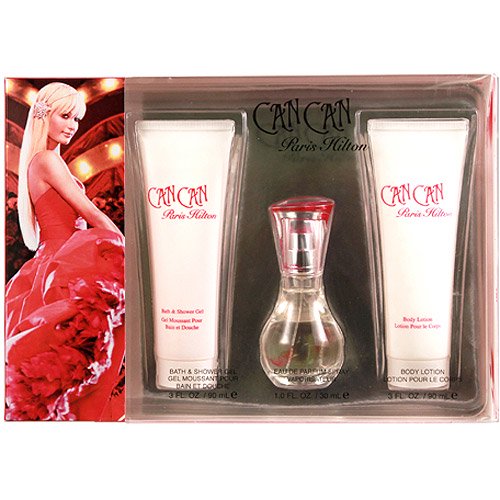 Paris Hilton CAN CAN 3 Pc Gift Set for Women with Spray Body Lotion Shower Gel