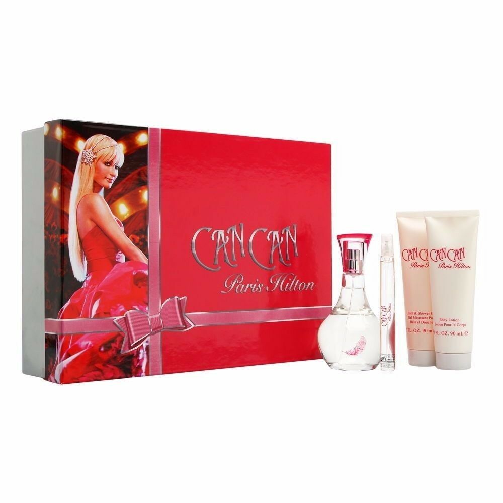 Paris Hilton CAN CAN 4 Pc Gift Set for Women with Spray Body Lotion Shower Gel - Perfume Gallery