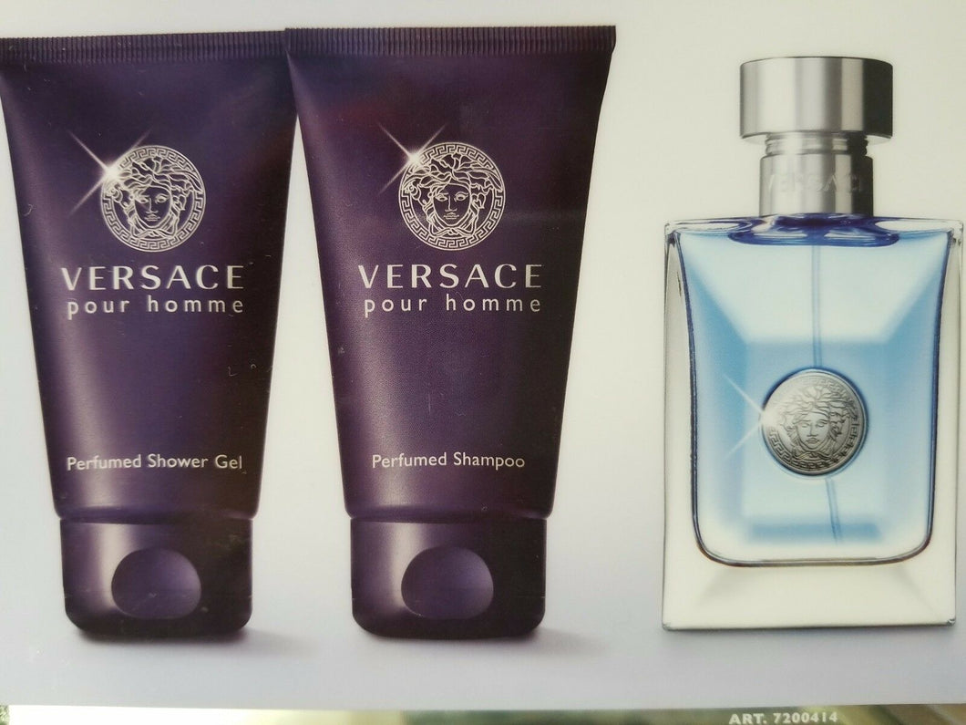 Versace POUR HOMME by Gianni Versace 3 Pc EDT Gift Set for Men GEL, SHAMPOO, EDT - Perfume Gallery