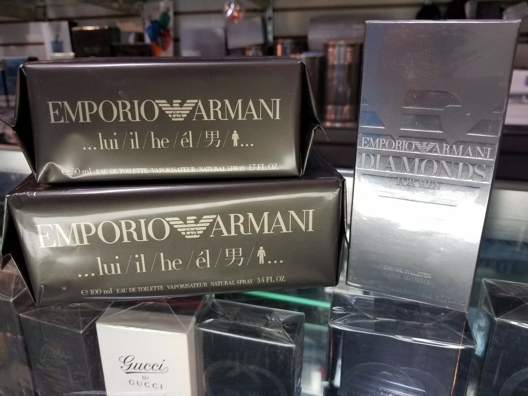 EMPORIO ARMANI LUI or DIAMONDS by Giorgio Armani 1.7 2.5 3.4 oz for Men * SEALED - Perfume Gallery