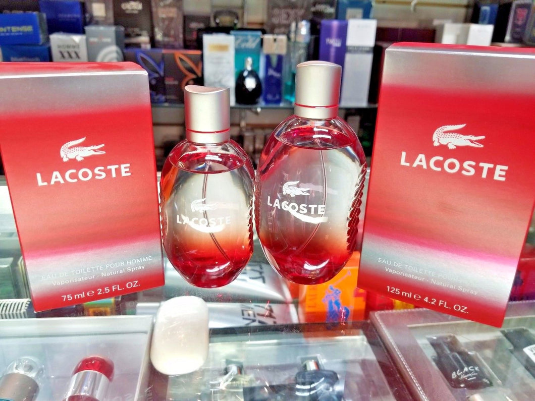 Lacoste RED Pour Homme 2.5 / 4.2 oz 75 125 ml  EDT Toilette Spray MEN * NEW BOX - Perfume Gallery