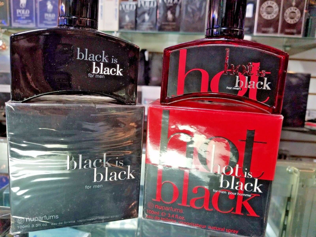 BLACK IS BLACK | HOT IS BLACK for Men 3.4 oz EDT Spray for Men NEW IN BOX - Perfume Gallery