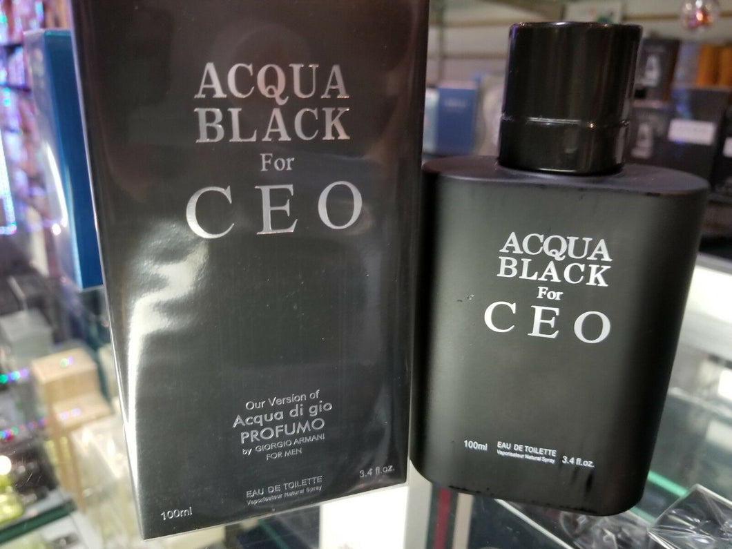 ACQUA BLACK FOR CEO by Secret Plus 100 ml / 3.4 oz EDT Spray Men ** NEW SEALED BOX - Perfume Gallery