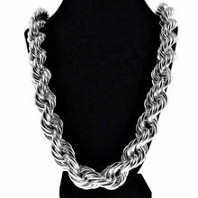 Load image into Gallery viewer, Huge 20mm Silver Tone Thick Hollow Rope 36 Inch Long Necklace Hip Hop Dookie Men - Perfume Gallery
