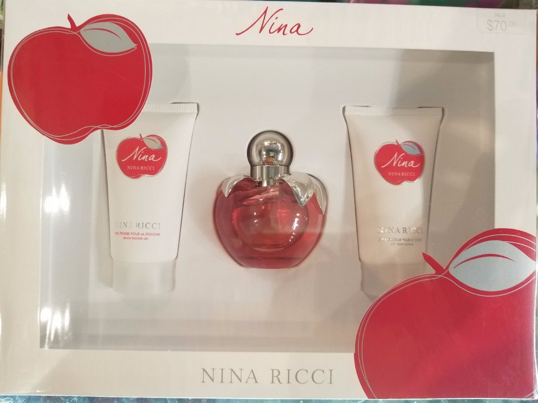 NINA 3 PC 1.7 OZ Women EDT Perfume & Body Lotion + Gel GIFT SET BY NINA RICCI - Perfume Gallery