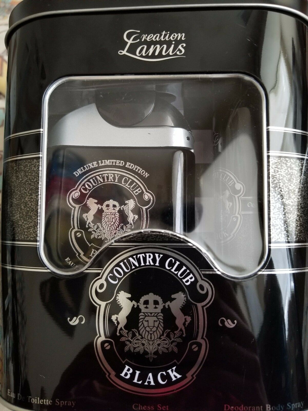 Country Club Black EDT Spray for Men FREE CHESS SET INSIDE