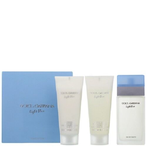 Light Blue by Dolce & Gabbana 3 PC TRAVEL GIFT SET 3.3 oz + Cream + Gel Women - Perfume Gallery