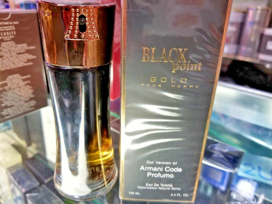 BLACK POINT GOLD Pour Homme 3.4 oz 100 ml Toilette EDT Spray * SEALED IN BOX - Perfume Gallery