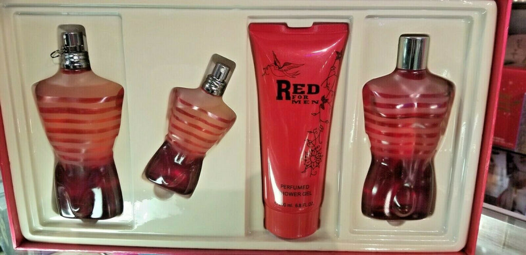RED for MEN 4 Piece 1.3 4.2 oz / 40 125 ml EDT Eau de Toilette GIFT SET * RARE - Perfume Gallery