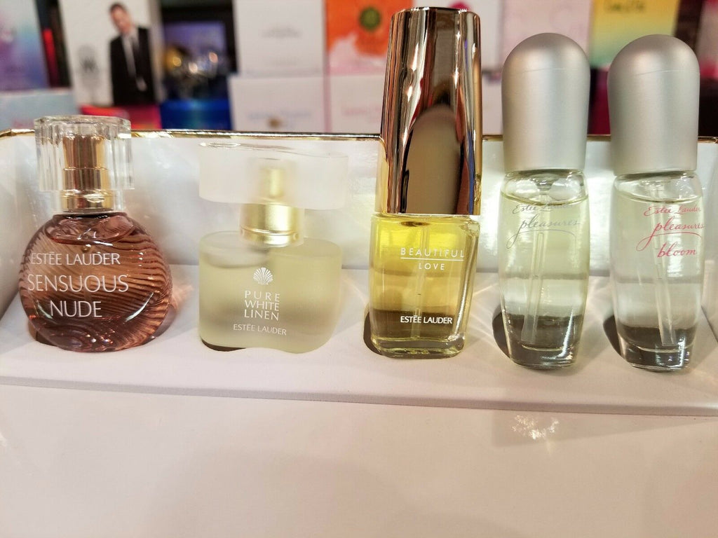 Estee Lauder 5 Pc. Mini Set SENSUOUS NUDE PURE WHITE LINEN BEAUTIFUL PLEASURES - Perfume Gallery