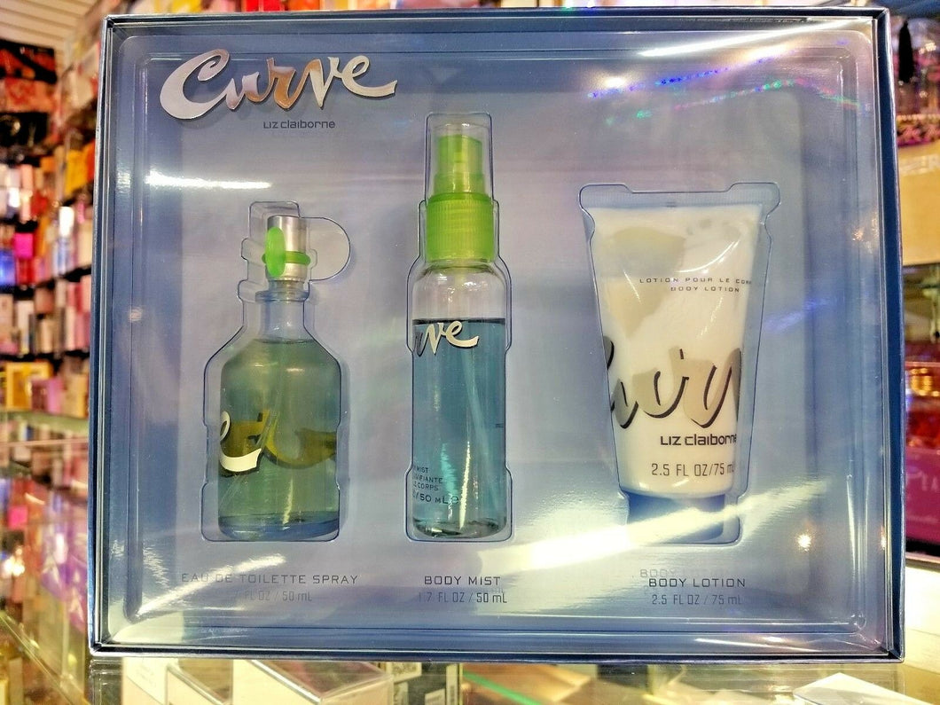 CURVE by LIZ CLAIBORNE EDT GIFT SET 1.7 oz EDT Spray Body Mist + Lotion Her RARE - Perfume Gallery