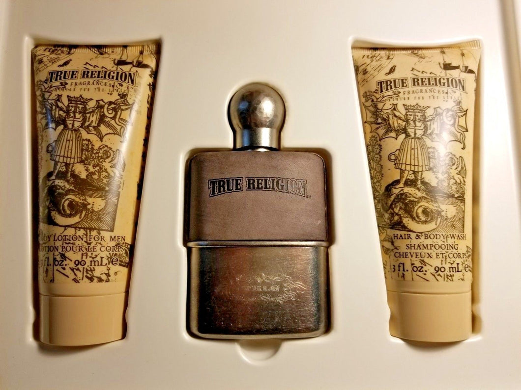 True Religion BIG T Classic Cologne MEN 1.7 oz 50ml EDT Spray 3 Pc GIFT SET RARE - Perfume Gallery
