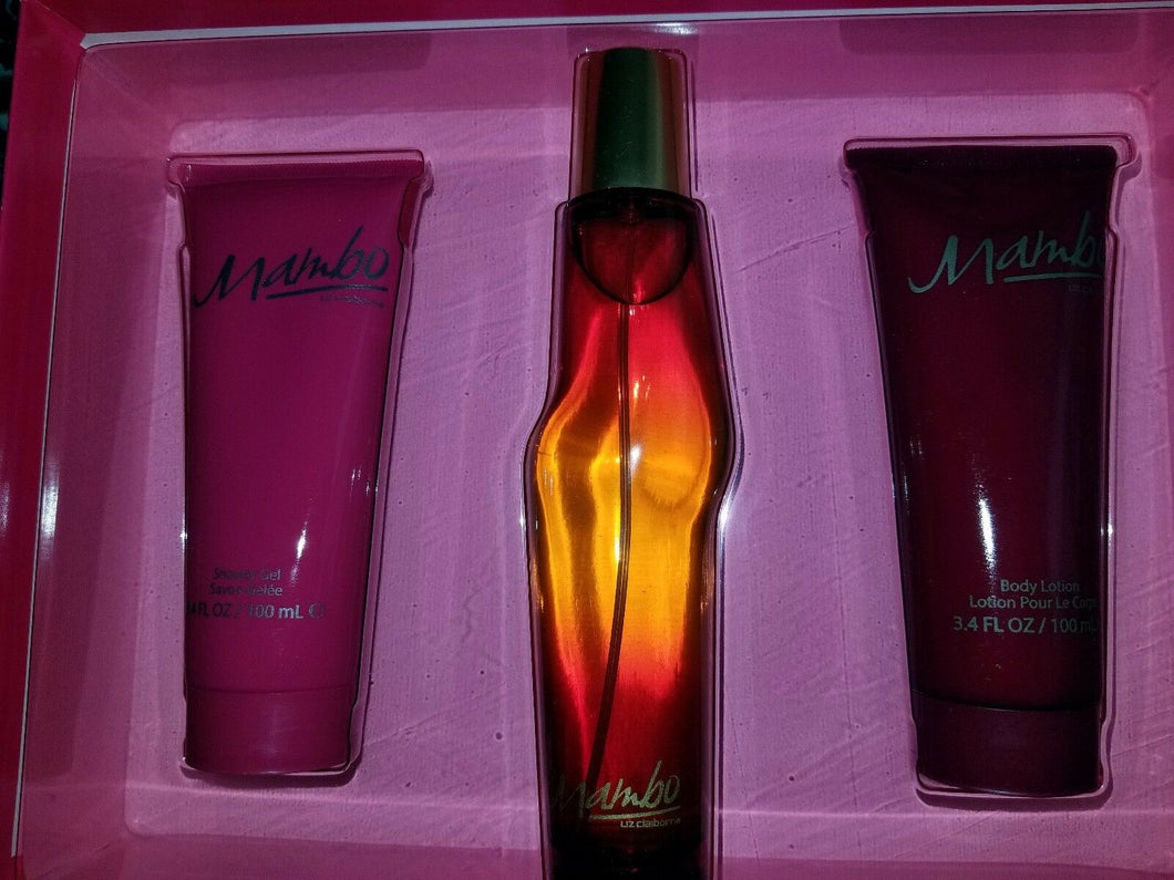 MAMBO by Liz Claiborne Womens 3 PC Gift Set EDP 3.4 oz 100 ml  ** NEW IN BOX ** - Perfume Gallery