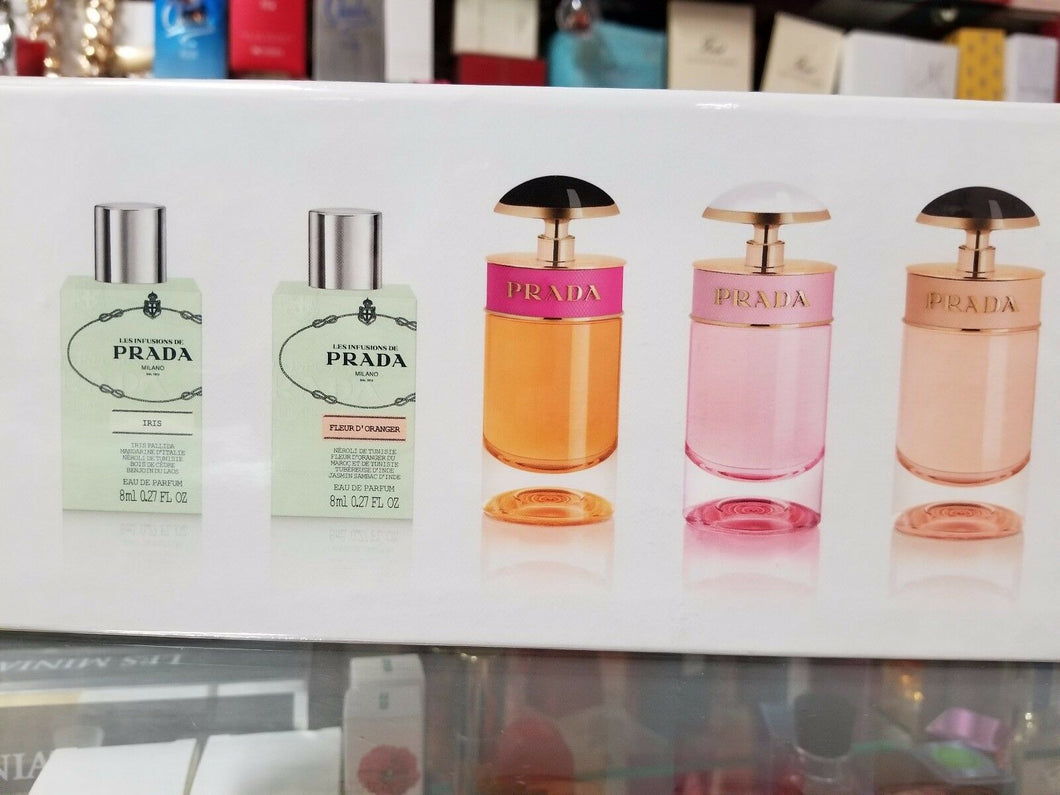 Prada Milano MINIATURES COLLECTION 5 Pc Mini Travel Gift Set Women * SEALED BOX - Perfume Gallery