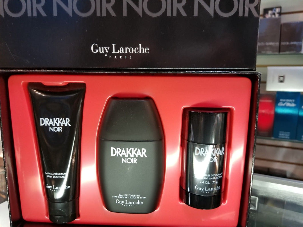 Drakkar Noir 3 Piece EDT Eau de Toilette GIFT SET for Men Him 3.4 oz x 2 + 2.5oz - Perfume Gallery