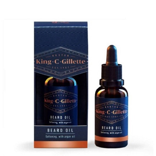 King C. Gillette Beard Oil 1 fl. oz. / 30 ml Softens Huile Argon Oil New in Box - Perfume Gallery