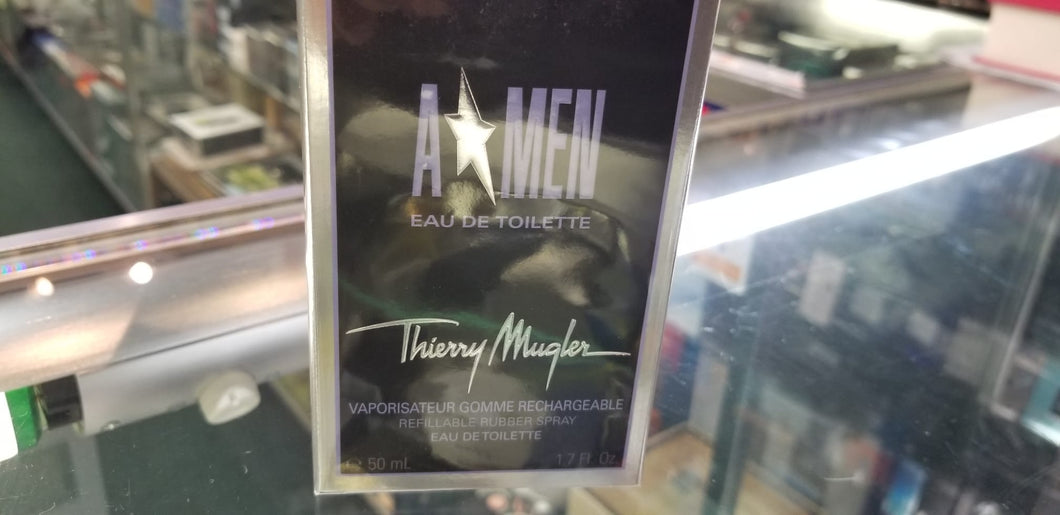 Angel A men by Thierry Mugler 1.7 oz 50 ml Refillable Rubber Spray Toilette RARE