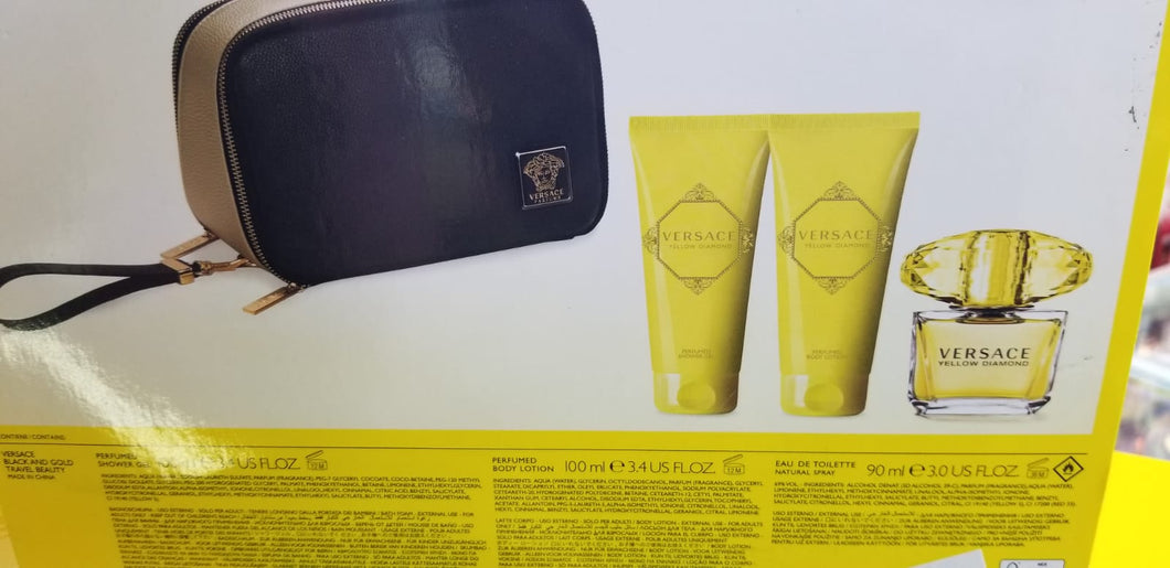 Versace Yellow Diamond Women 4 piece EDT Gift Set Spray Lotion Gel w BAG RARE
