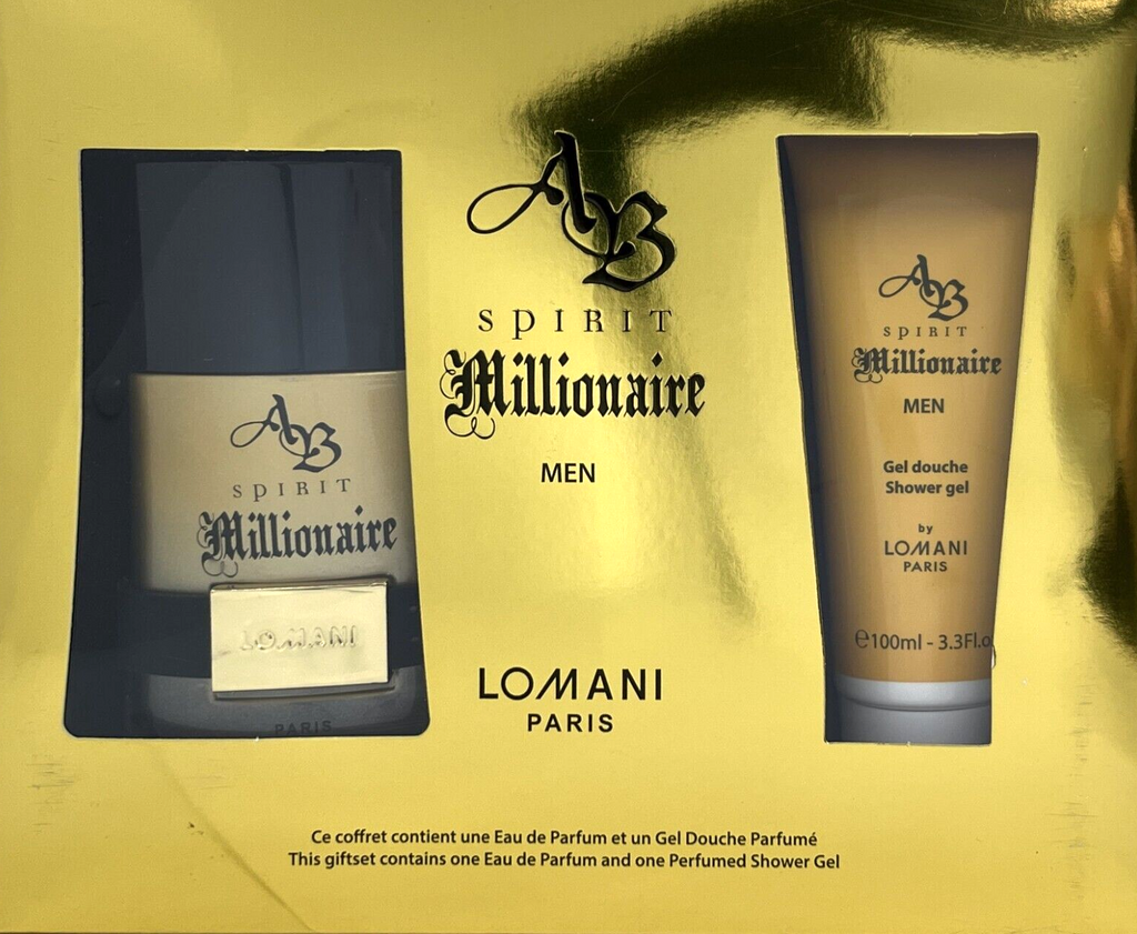 AB Spirit Millionaire by Lomani Eau De Toilette 3.3oz 100 ml Spray + Lotion GIFT SET