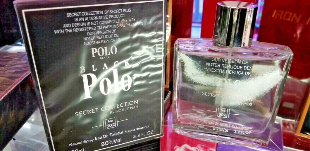 BLACK POLO by Secret Plus Polo No.502 3.4 oz EDT Spray ** NEW SEALED BOX - Perfume Gallery