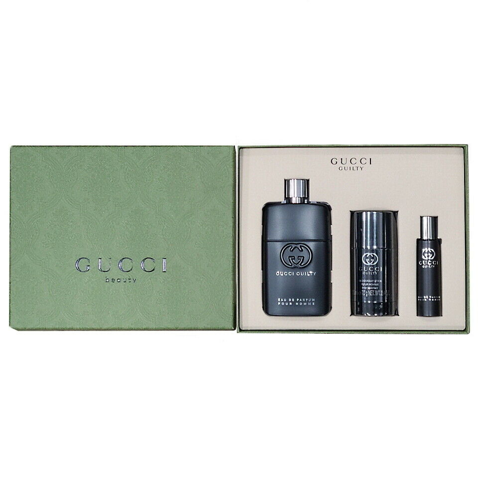 Gucci Guilty Pour Homme 3 Pc 0.5 + 3oz EDT + Travel + 70g Deodorant NEW GIFT SET