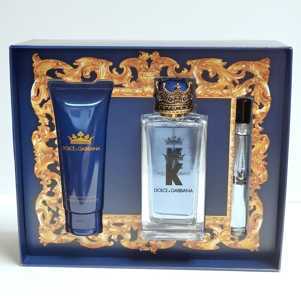K King (Gold) by Dolce & Gabbana 3 Piece EDT 0.33 1.6 3.3oz 10 50 100ml GIFT SET